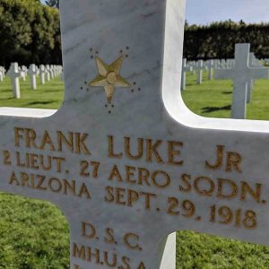 Frank Luke Jr headstone at the Meuse-Argonne cemetery in France
